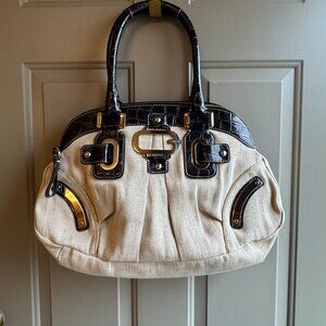 GUESS Cambridge Linen Oversized Satchel Bag Tan